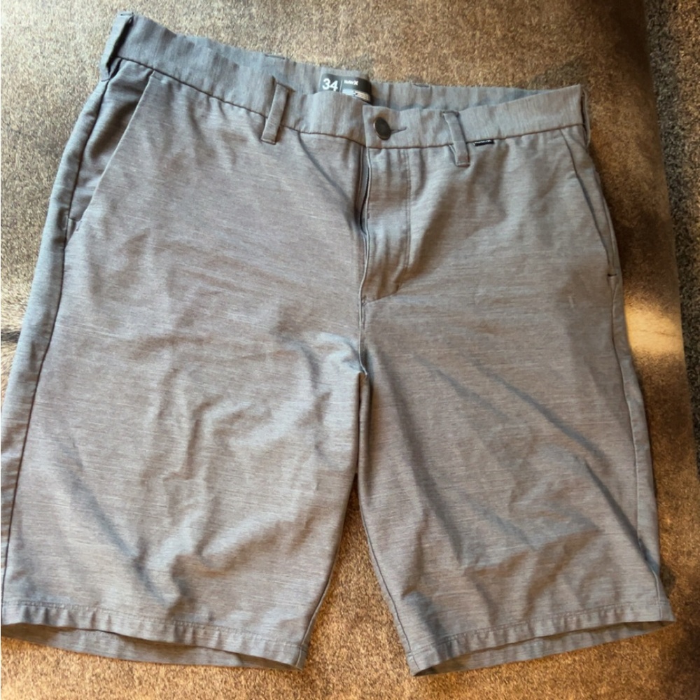 Hurley Gray Flat Front Shorts Casual Style